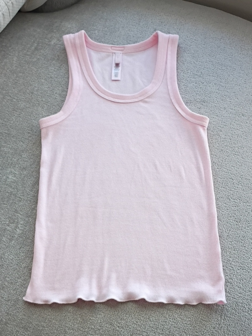 Skims Cherry Blossom Ribbed Cotton Tank Top